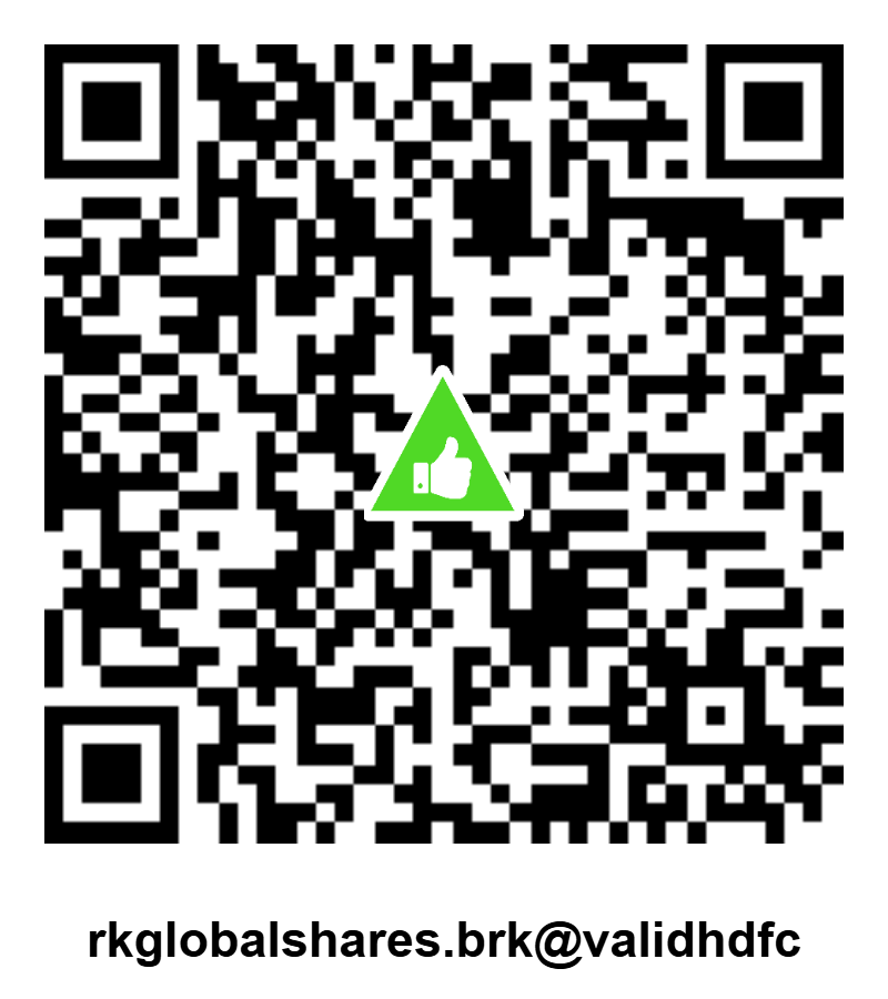 R K Global Share and Security Limited UPI ID QR Code: rkglobalshares.brk@validhdfc